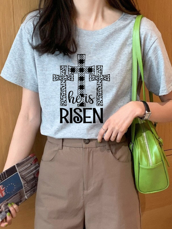 Women's Easter He Has Risen Graphic Crew Neck Tee