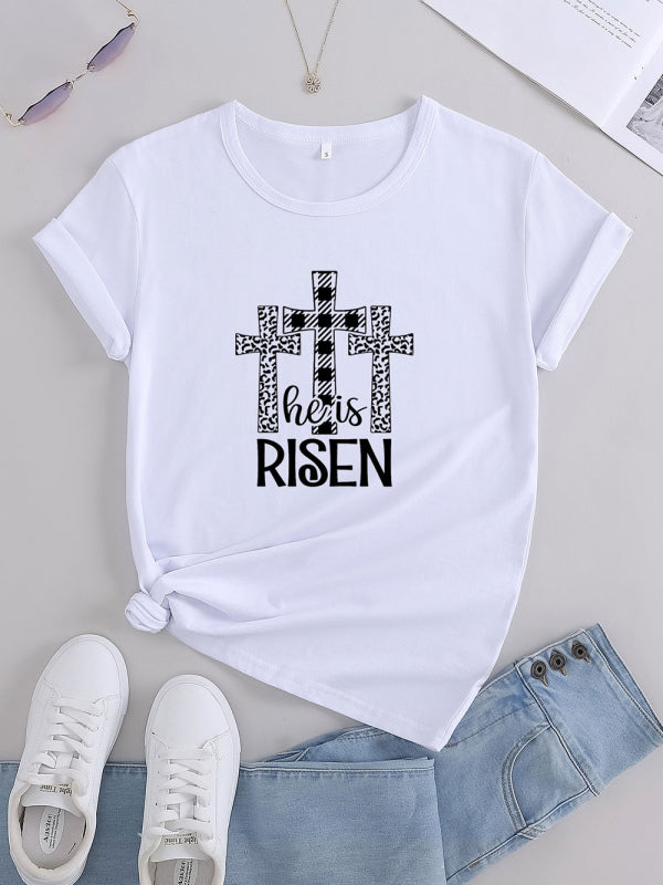 Women's Easter He Has Risen Graphic Crew Neck Tee