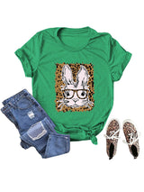 Women's Graphic Print Leopard Easter Bunny T-shirt