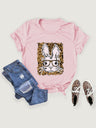 Women's Graphic Print Leopard Easter Bunny T-shirt