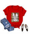 Women's Graphic Print Leopard Easter Bunny T-shirt