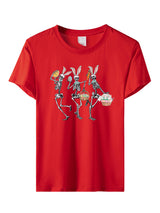 Women's Easter Day Graphic Bunnies And Skeletons Dancing Happy Easter Dancer T-shirt