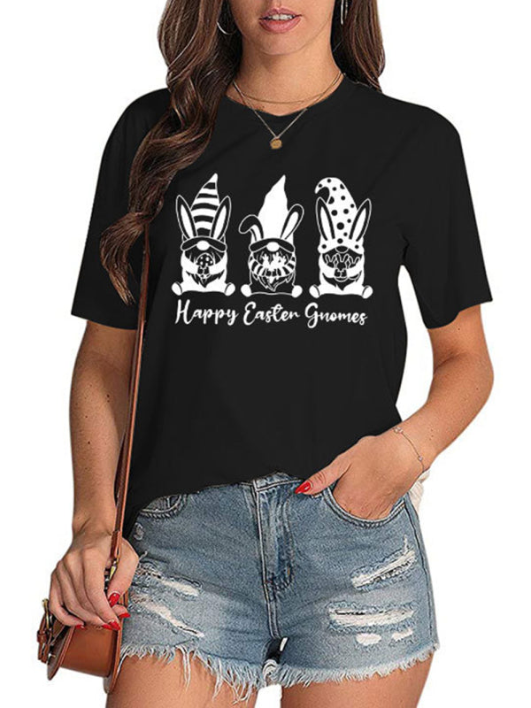 Women's Easter Rabbits Graphic Print Short Sleeve T-shirt