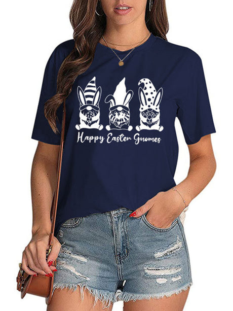 Women's Easter Rabbits Graphic Print Short Sleeve T-shirt