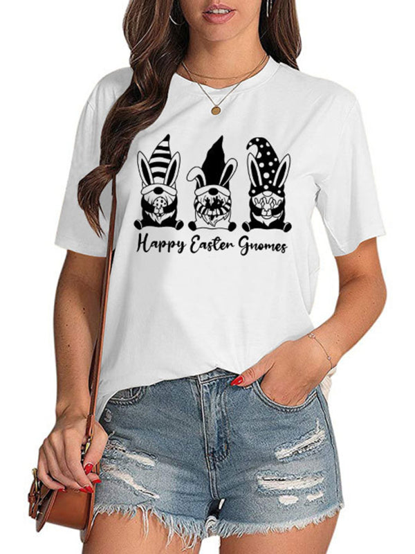 Women's Easter Rabbits Graphic Print Short Sleeve T-shirt