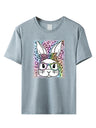 Women's Leopard Rabbit Graphic Print Short Sleeve T-shirt