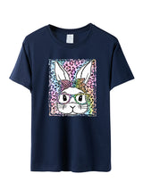 Women's Leopard Rabbit Graphic Print Short Sleeve T-shirt