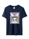 Women's Leopard Rabbit Graphic Print Short Sleeve T-shirt