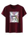 Women's Leopard Rabbit Graphic Print Short Sleeve T-shirt
