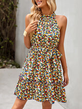Women's Cotton Printed Halter Mini Dress
