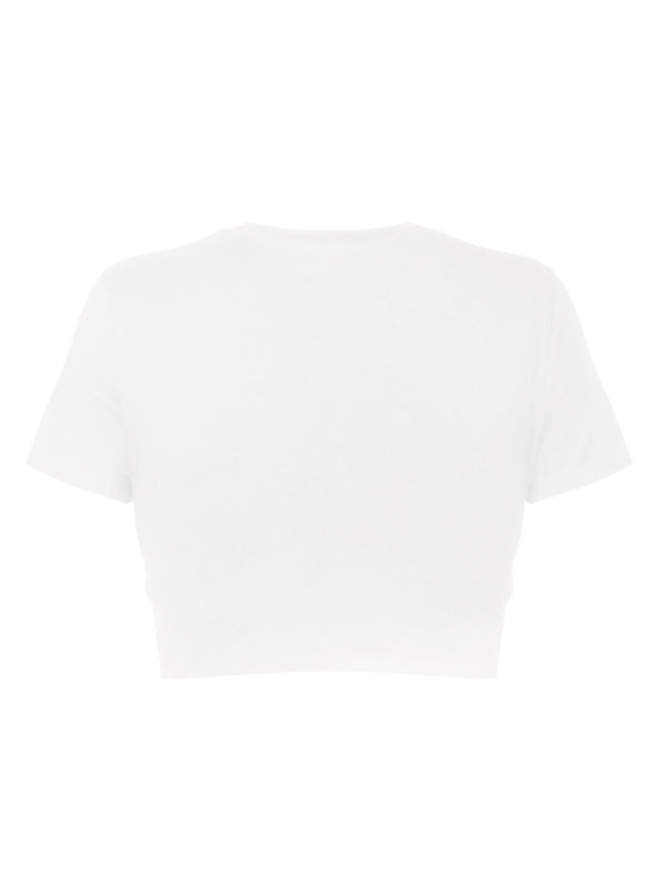 Women's Solid Color Modern Twist Crop Cotton T-shirt
