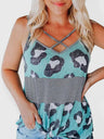 Women's Leopard Panel Stripe Print Sleeveless Tank Top