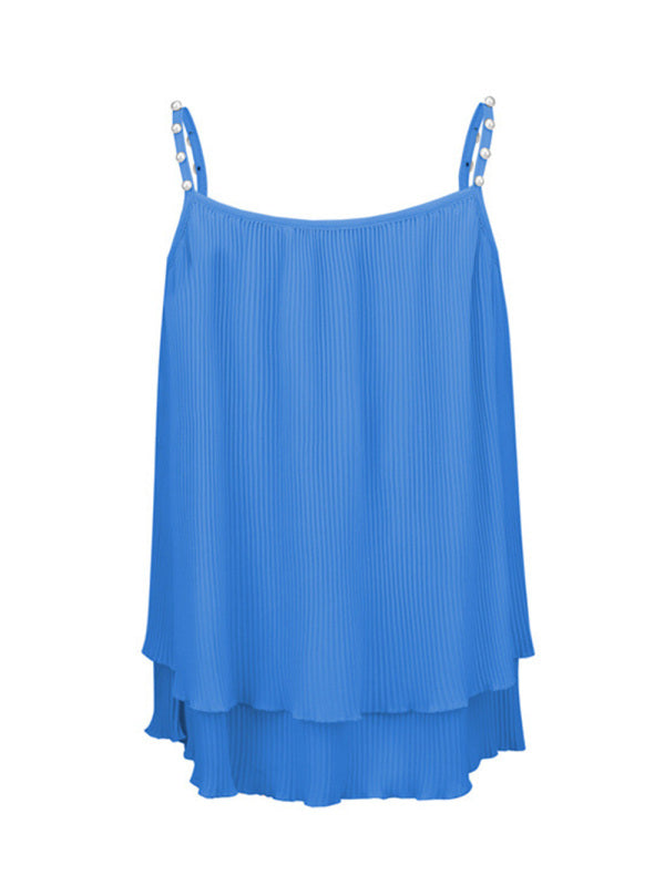 Women's Solid Color Imitation Pearl-embellished Camisole