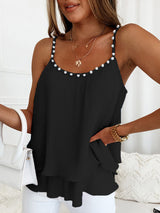 Women's Solid Color Imitation Pearl-embellished Camisole