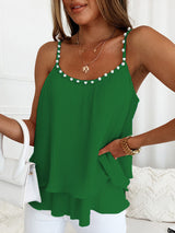 Women's Solid Color Imitation Pearl-embellished Camisole