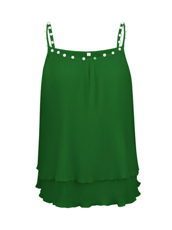 Women's Solid Color Imitation Pearl-embellished Camisole