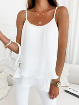 Women's Solid Color Imitation Pearl-embellished Camisole