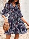Women's Floral Print Short Sleeve Ruffle Trim Minidress