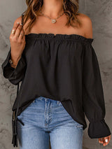 Women's Solid Color Ruffle Off The Shoulder Top