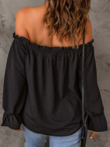Women's Solid Color Ruffle Off The Shoulder Top