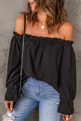 Women's Solid Color Ruffle Off The Shoulder Top
