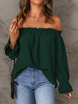 Women's Solid Color Ruffle Off The Shoulder Top