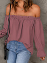 Women's Solid Color Ruffle Off The Shoulder Top