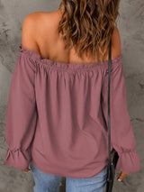 Women's Solid Color Ruffle Off The Shoulder Top