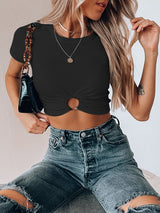 Women's Solid Color Ring Crop Tee