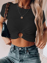 Women's Solid Color Ring Crop Tee