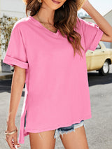 Women's Solid Color V-neck Shirt Top