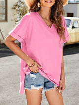 Women's Solid Color V-neck Shirt Top