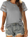 Women's Solid Color Lace Sleeve Knit Top