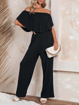 Women's Solid Color Off The Shoulder Jumpsuit