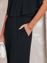 Women's Solid Color Off The Shoulder Jumpsuit