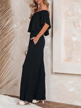 Women's Solid Color Off The Shoulder Jumpsuit