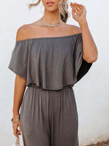 Women's Solid Color Off The Shoulder Jumpsuit