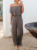 Women's Solid Color Off The Shoulder Jumpsuit