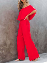 Women's Solid Color Off The Shoulder Jumpsuit