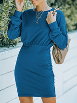 Women's Solid Color Babysoft Balloon Sleeve Sweater Dress