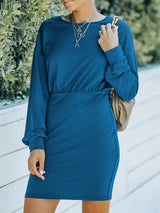 Women's Solid Color Babysoft Balloon Sleeve Sweater Dress