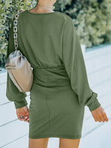 Women's Solid Color Babysoft Balloon Sleeve Sweater Dress