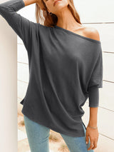 Women's Solid Color Waffle Off One Shoulder Sweater