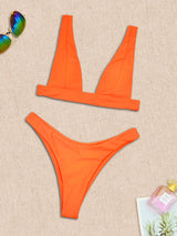 Women's High Waist Bikini Bottom And Push Up Bikinis Top Set