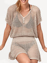 Women's Solid Color Open Knit Cover Up Dress