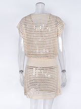 Women's Solid Color Open Knit Cover Up Dress
