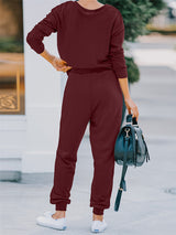 Women's Fashion Casual Homewear V-neck Loose Solid Color Suit for Women