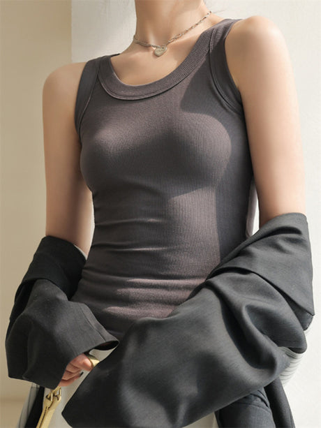 Women's Solid Color Rib Tank