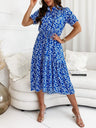 Women's Puff Sleeve Printed Midi Shirtdress