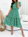 Women's Puff Sleeve Printed Midi Shirtdress